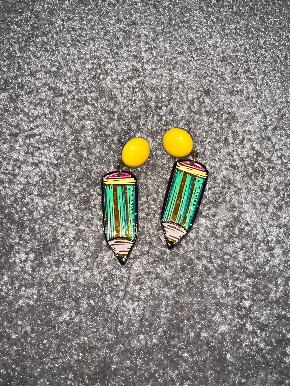 Yellow & Teal Pencil Drop Earrings - Women's Jewelry
